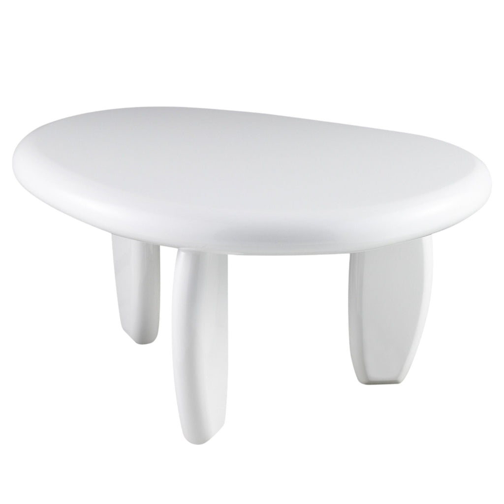 High Gloss End Table with Durable Synthetic Wood - White