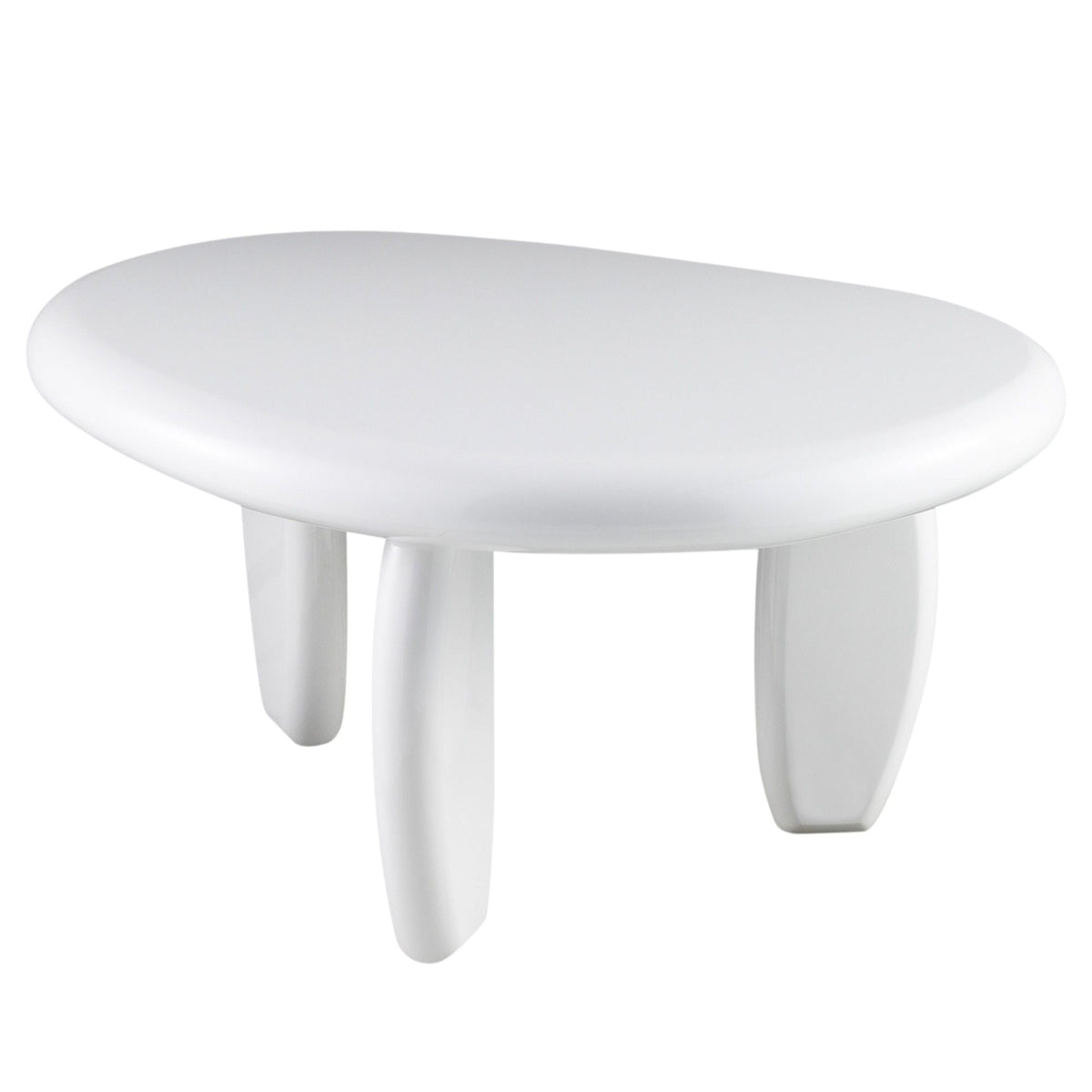High Gloss End Table with Durable Synthetic Wood - White