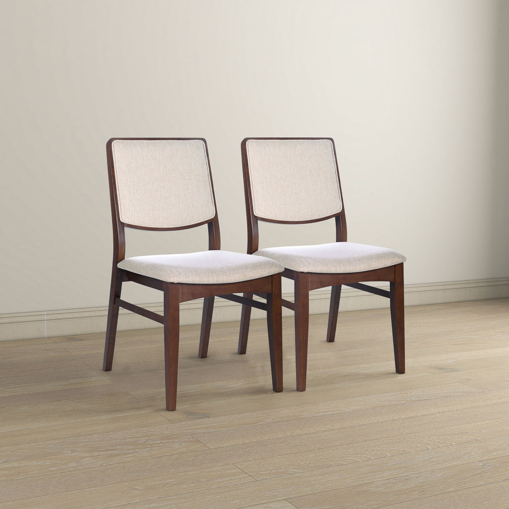 Beige Linen Dining Chair Set of 2 with Padded Seat - Skylar