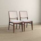 Beige Linen Dining Chair Set of 2 with Padded Seat - Skylar