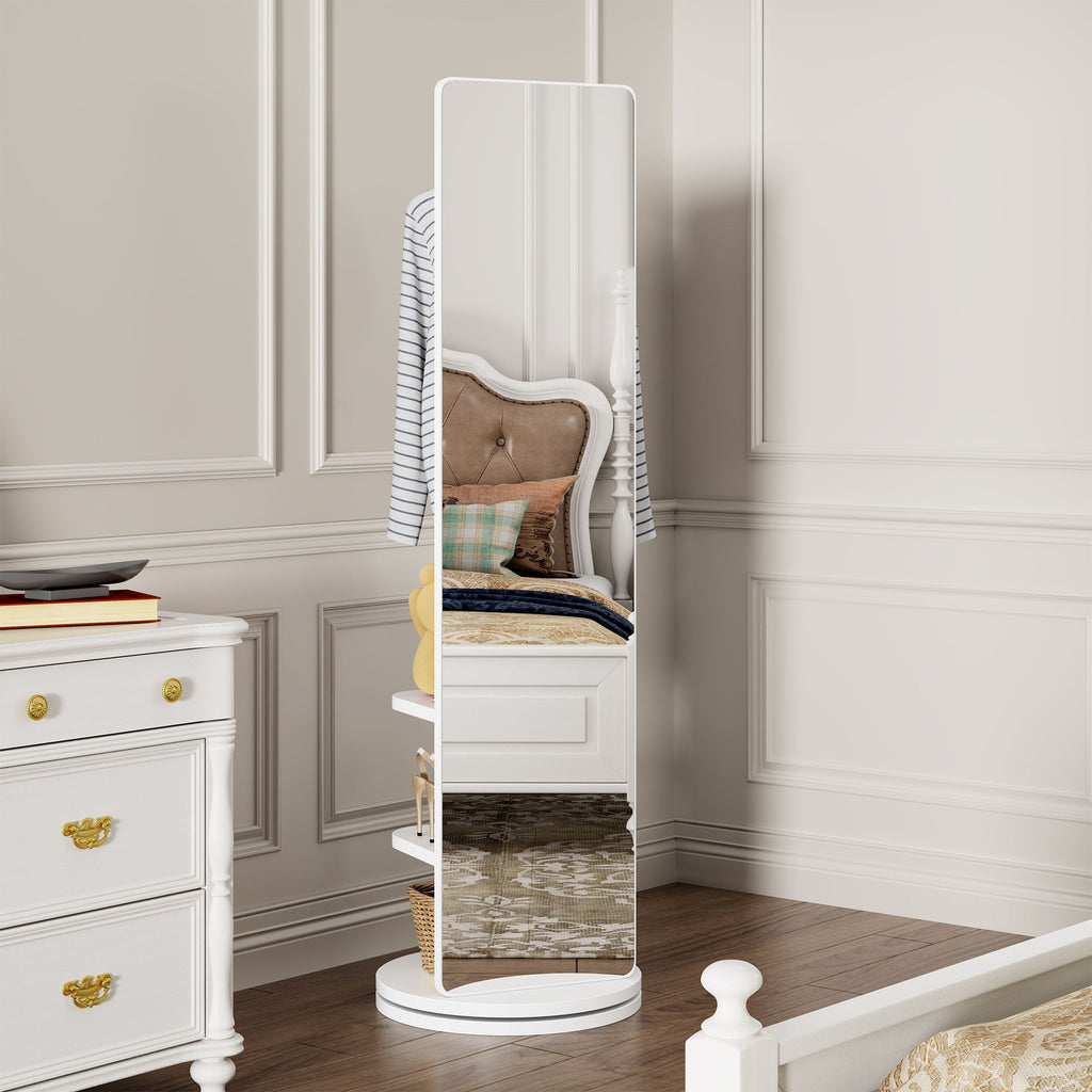 3 In 1 Multifunctional Full-Length Clothing Mirror with Rotating Design - Dark Brown, Black, White, Light Brown