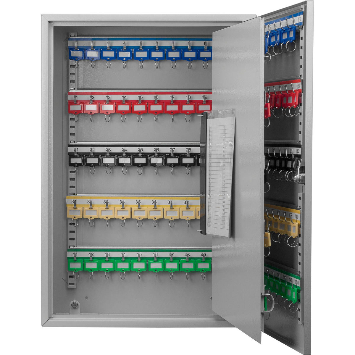 Adjustable Key Cabinet with Lock - Multiple Sizes, Gray or Black
