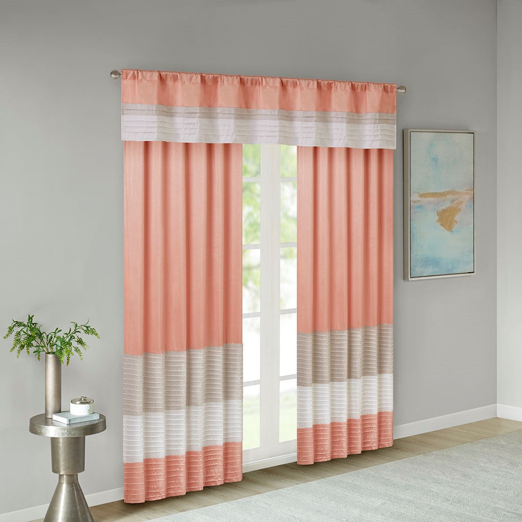 Polyoni Pintuck Curtain Panel with Pintuck Detailing - Warm Color Block