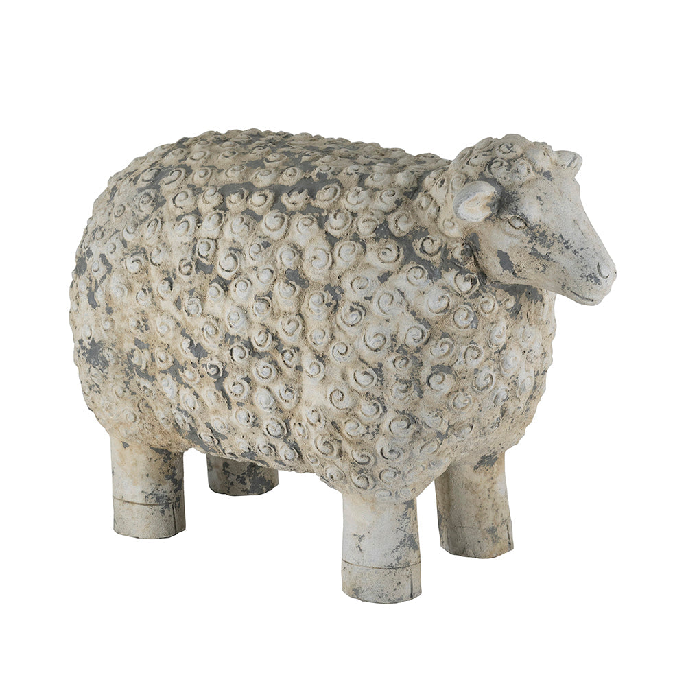 Magnesium Sheep Figurine with Weathered Finish - White & Gray