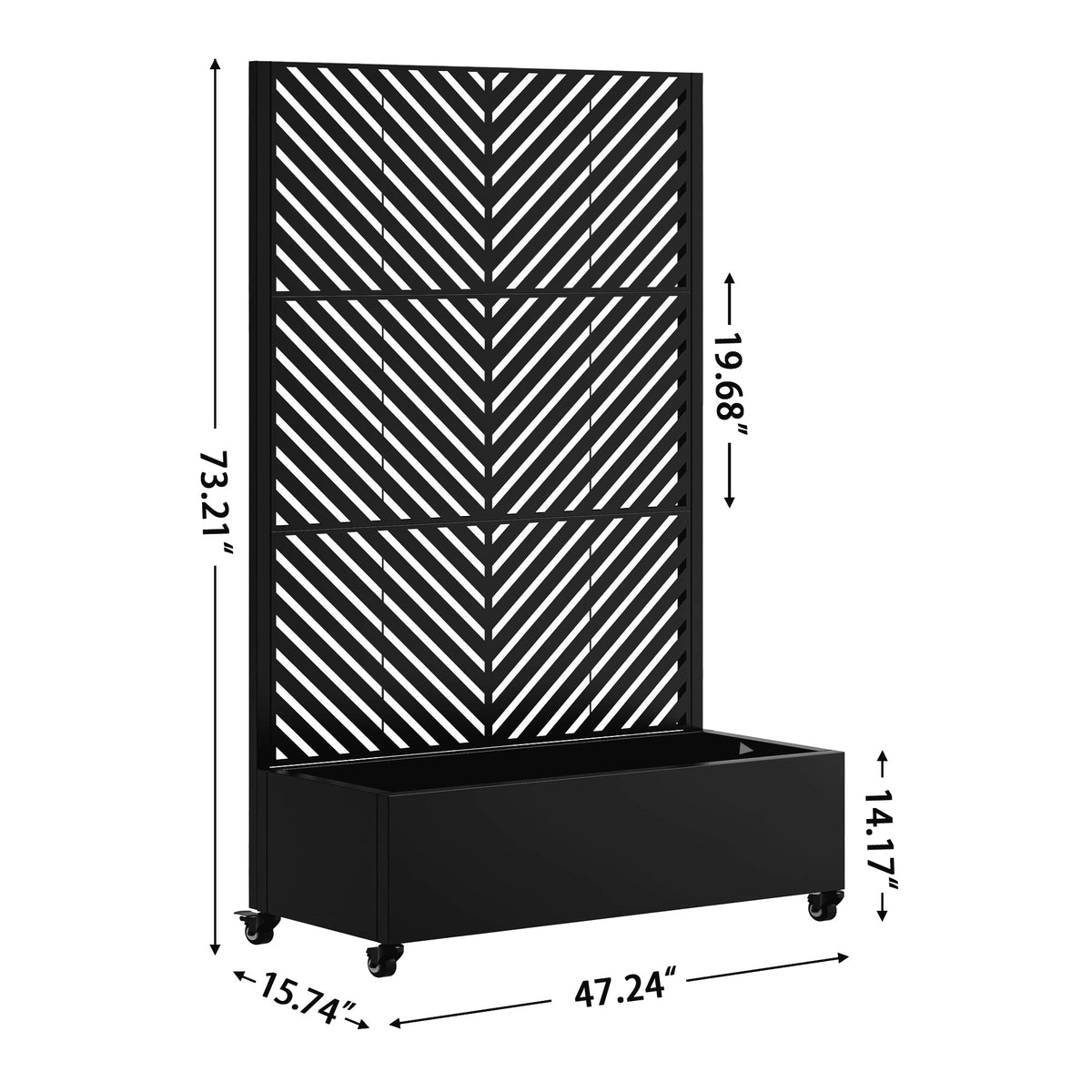 Metal Planter Box with Trellis - Black