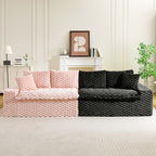 Multifunctional 4-Seater Stationary Sofa with Adjustable Layout - Pink & Black