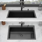 Stainless Steel Drop-In Kitchen Sink with Multi-Function Faucet - Black