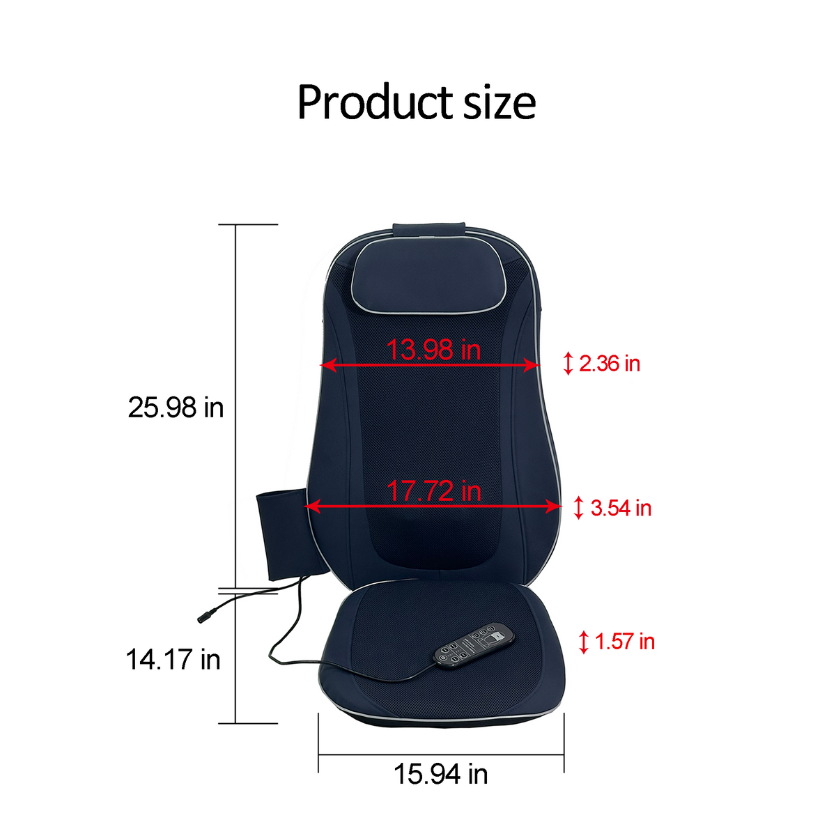 Shiatsu Back Massager with Kneading and Heating - Dark Blue