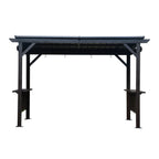 6.5x12FT Hardtop Grill Gazebo with Two Side Shelves - Gray
