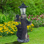 Black Bear Statue Welcome Sign with Solar Light - Black