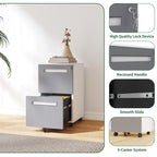 2-Drawer Mobile File Cabinet with Lock - White