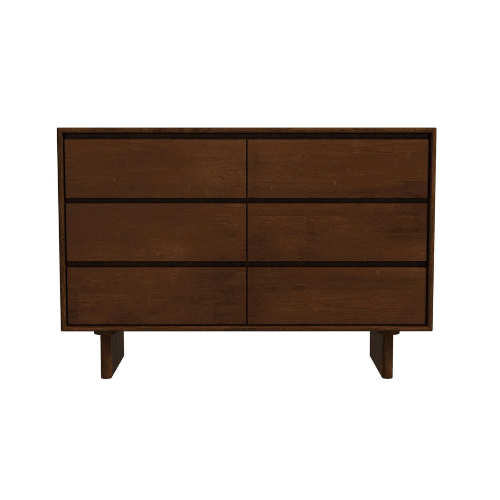 Brown Mid-Century Dresser with 6 Drawers - Solid Wood