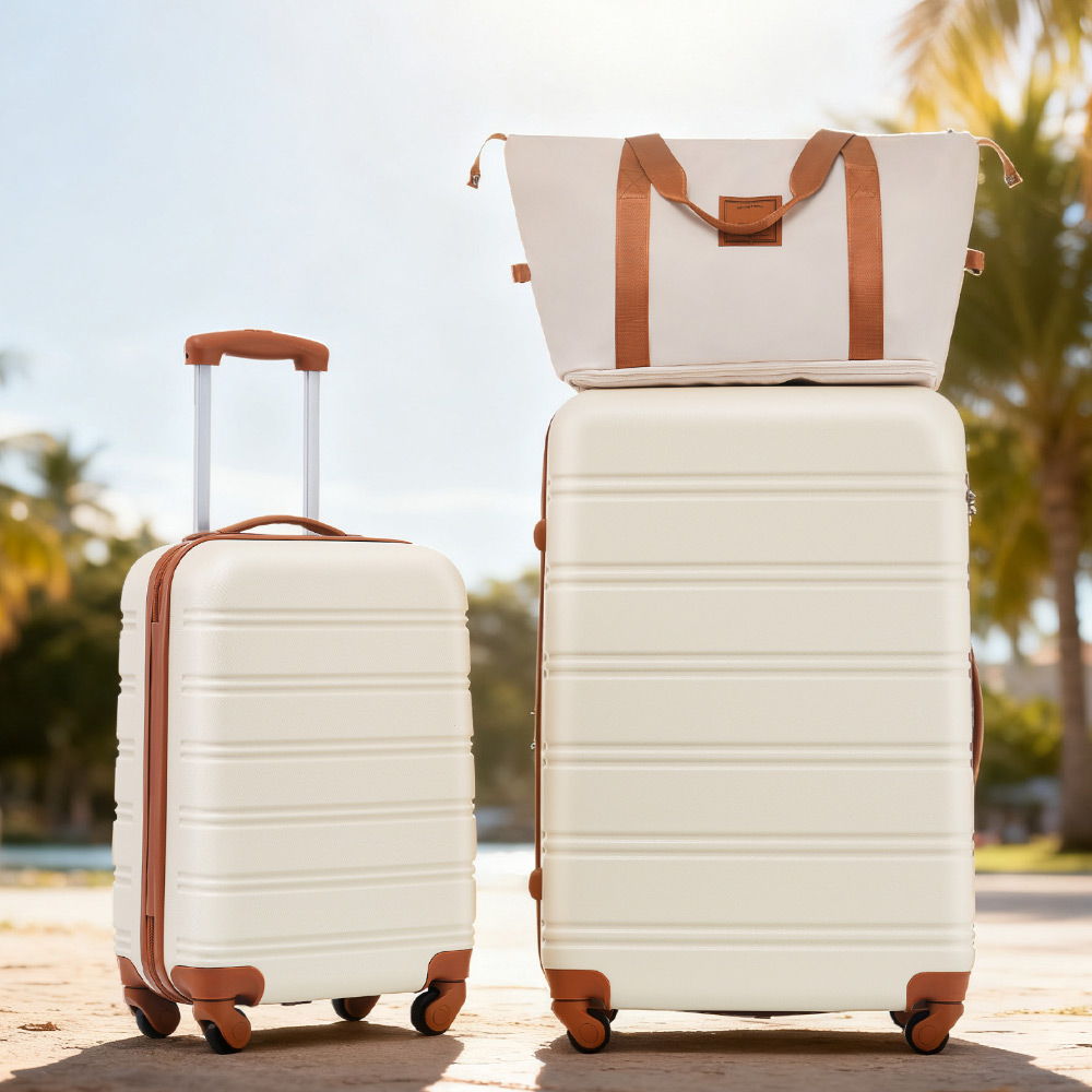 Lightweight Hardshell Luggage Set 2 Piece with TSA Lock - Black, White or Pink