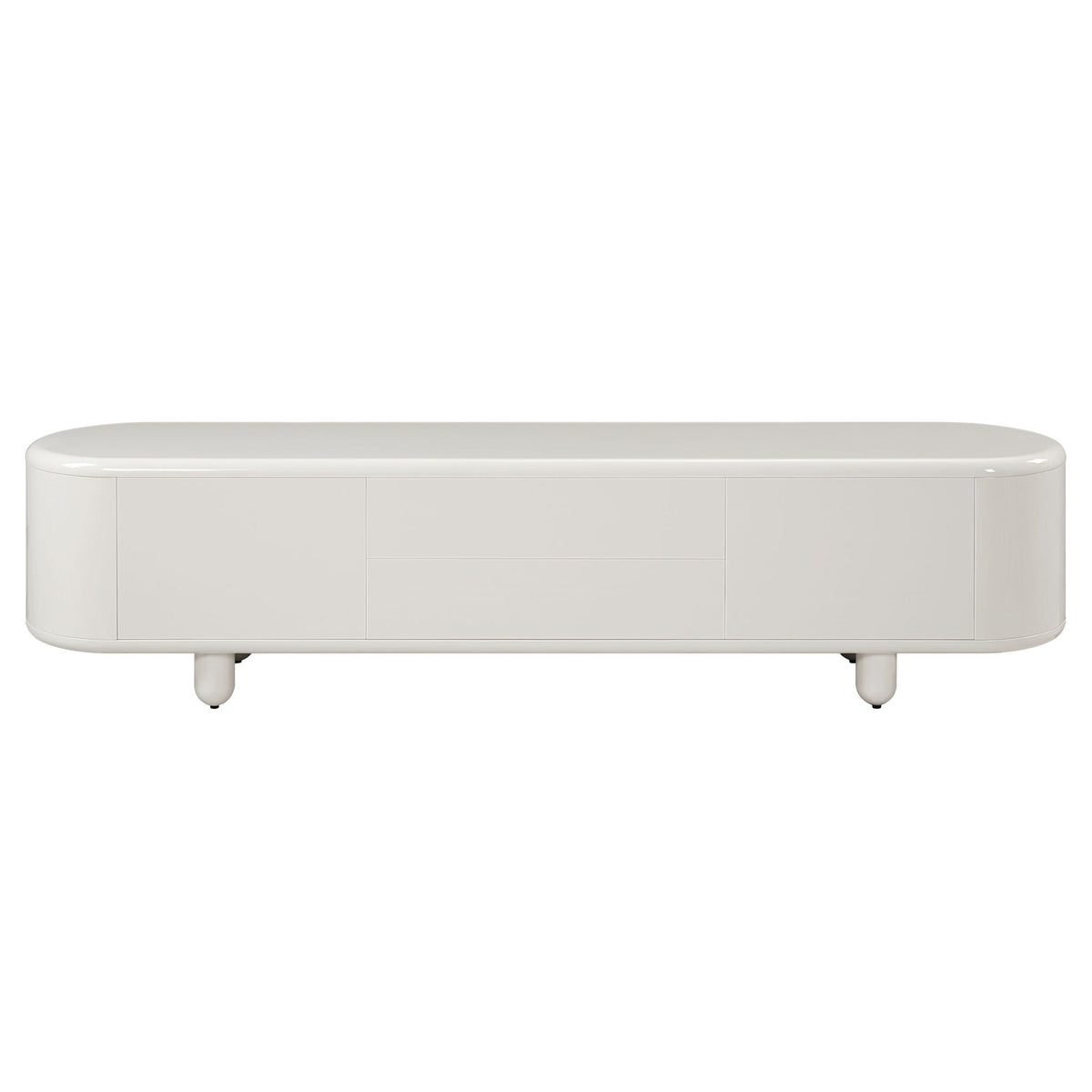 Gloss White TV Stand with Self-Closing Drawers - 94" Wide