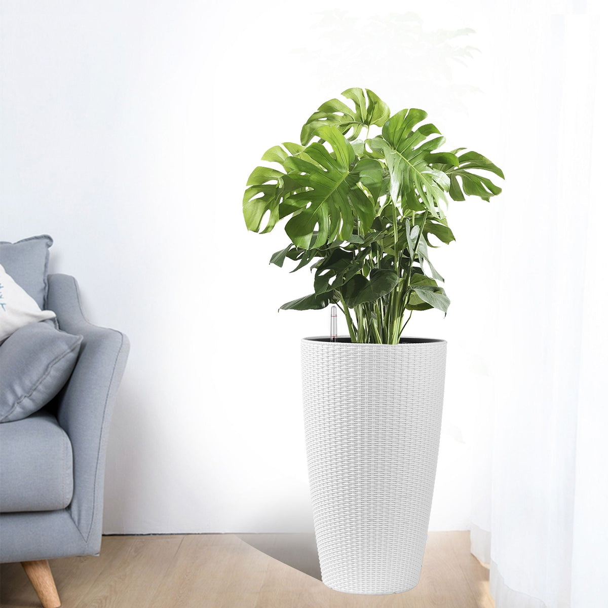 Tall Planters Set with Auto Watering and Water Level Monitor - Polypropylene