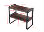 2-Tier Adjustable Storage Shelves with MDF & Metal Frame - Rustic Wood Look
