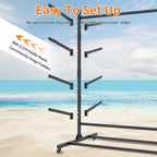 Freestanding Kayak Storage Rack with Lockable Wheels - Black