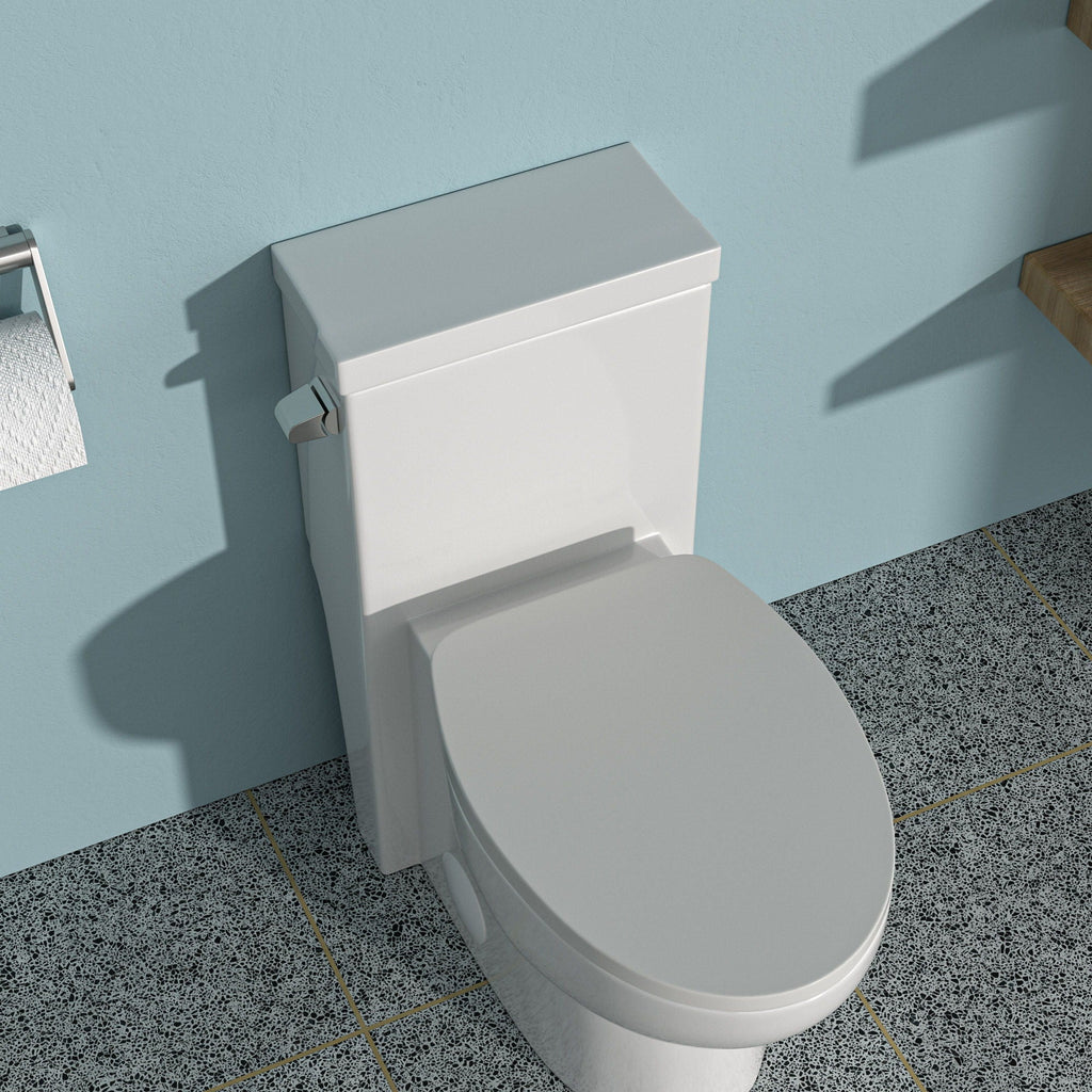 Modern Ceramic 1 Piece Toilet with Soft Closing Seat - White