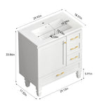 30" White Bathroom Vanity with Soft Close Doors and Ample Storage - White