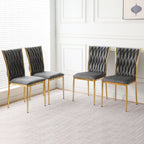 Modern Dining Chair Set with Plated Metal Legs - Multiple Colors