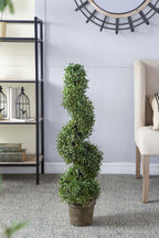 Artificial Spiral Boxwood Tree with Spiral Design - Green Leaves