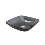Square Vessel Sink for Bathroom with Pop Up Drain - Gray