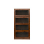 Contemporary Bookcase with Glass Doors and Dustproof Storage - Clear Glass