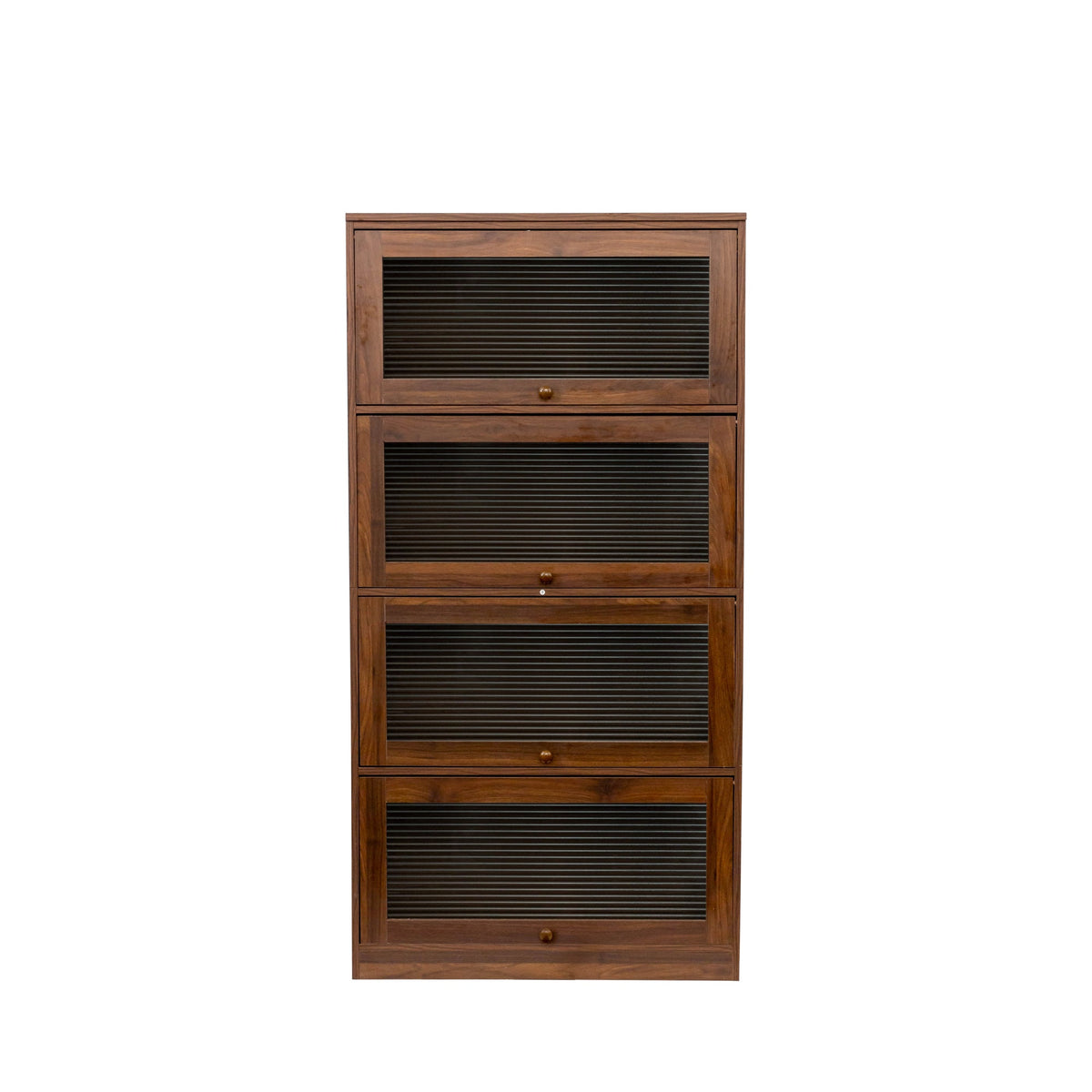 Contemporary Bookcase with Glass Doors and Dustproof Storage - Clear Glass