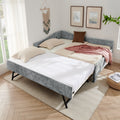 Full Size Curved Chenille Daybed with Trundle and USB Port