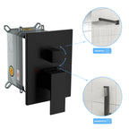 Square Shower System with Waterfall Tub Spout and Valve - Black