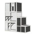3 Tier Wooden Cat House with Platforms and Jump Box - Gray