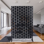 Black Metal Room Divider Privacy Screen with Rust-Resistant Finish