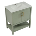 Elegant Bathroom Vanity with Ceramic Sink and Storage - White or Green