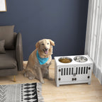 PawHut Large Elevated Dog Bowls with Storage Cabinet