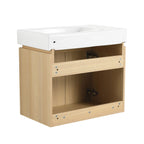 Modern Bathroom Vanity with Ceramic Basin and Storage Cabinet - Light Brown, Black, or White