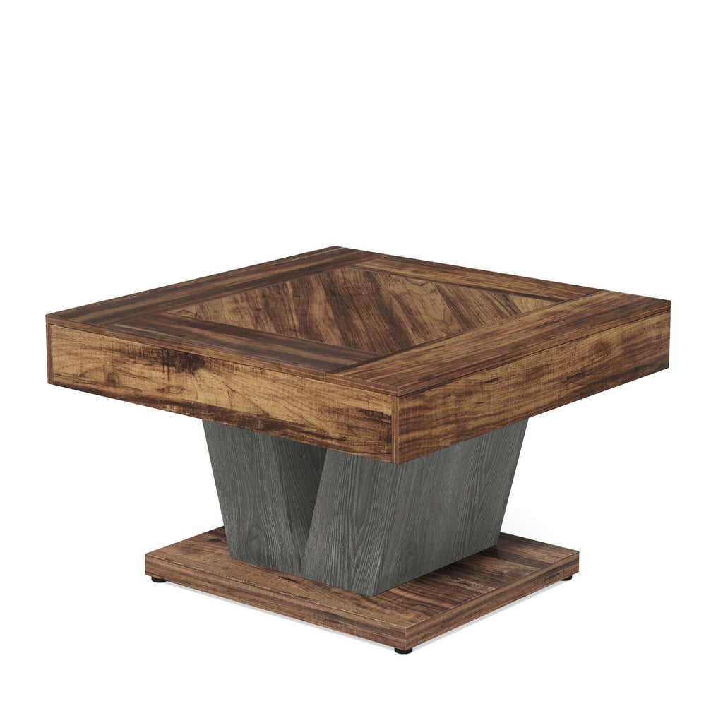 Square Coffee Table with Crisscross Base - Brown / Black