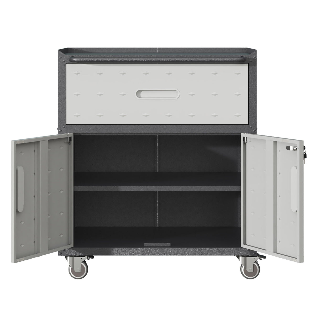 Sturdy Metal Tool Cabinet with Drawer & Locking Doors - Mobile Garage Storage
