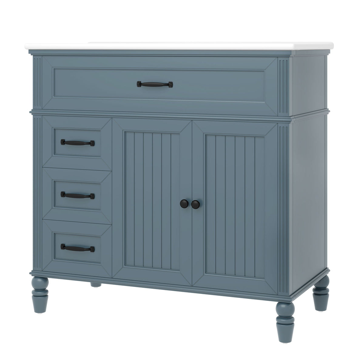 Bathroom Vanity With Sink and Drawers - Freestanding Solid Wood Cabinet