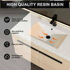 Bathroom Vanity Set with Resin Countertop Sink and 2 Doors - Light Brown Oak