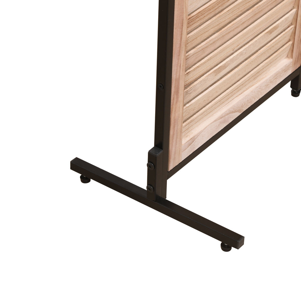 Rustic 3 Panel Room Divider with Metal Frame - Black or Light Brown