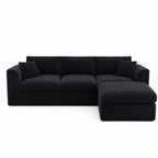 Compressed Modular Sectional Sofa with Ottoman - Black Linen