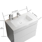 Modern Floating Bathroom Vanity with Large Storage - White or Black