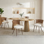 Farmhouse Style Wicker Dining Chair with Wing-Back Design - Light or Dark Brown