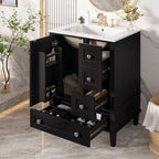 Bathroom Vanity with Integrated Basin and Soft Close Drawers - Multiple Colors