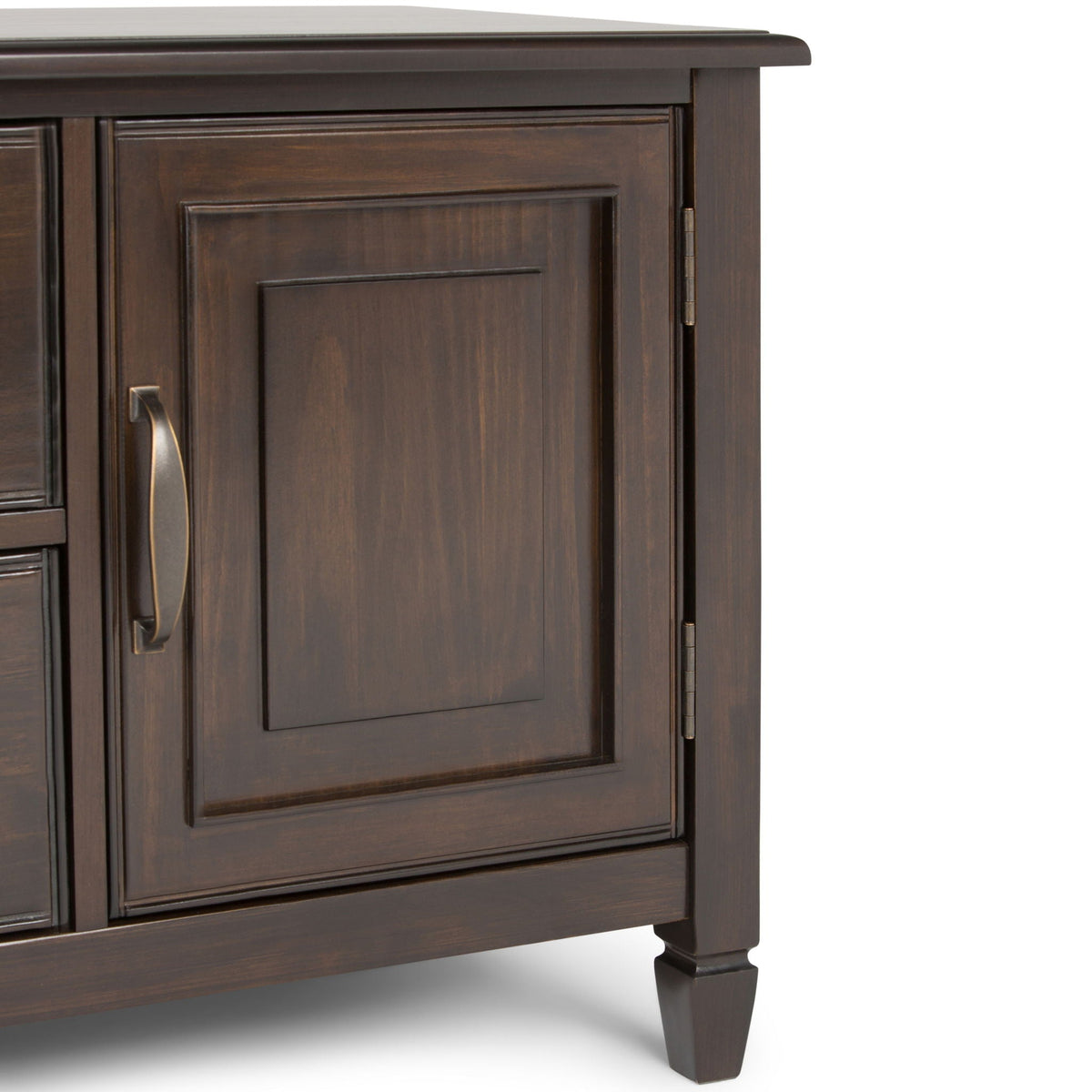 Wide Solid Wood TV Stand with Ample Storage - Dark Brown, White, Gray