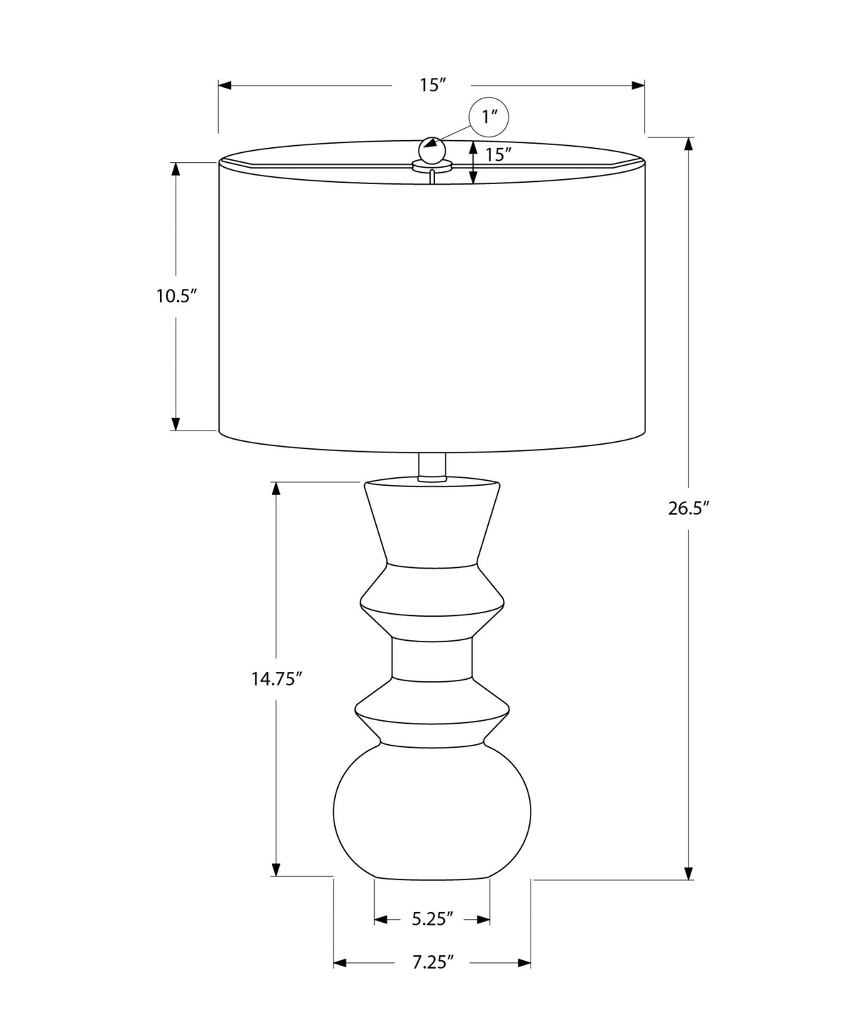 Contemporary Ceramic Table Lamp with Fabric Shade - Black or Beige