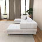 U Shape Corner Sofa with Solid Wood Frame and Plush Cushions - Beige