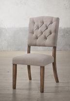 Weathered Side Chair Set with Button Tufting - Dark Brown or Dark Gray
