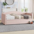 Upholstered Daybed With Pop Up Trundle Sofa Bed - Space Saving, Durable Frame - Gray or Pink