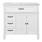 Bathroom Vanity With Sink and Drawers - Freestanding Solid Wood Cabinet
